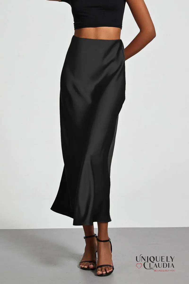 Lizzie Glossy Mid Length Skirt