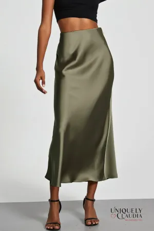 Lizzie Glossy Mid Length Skirt