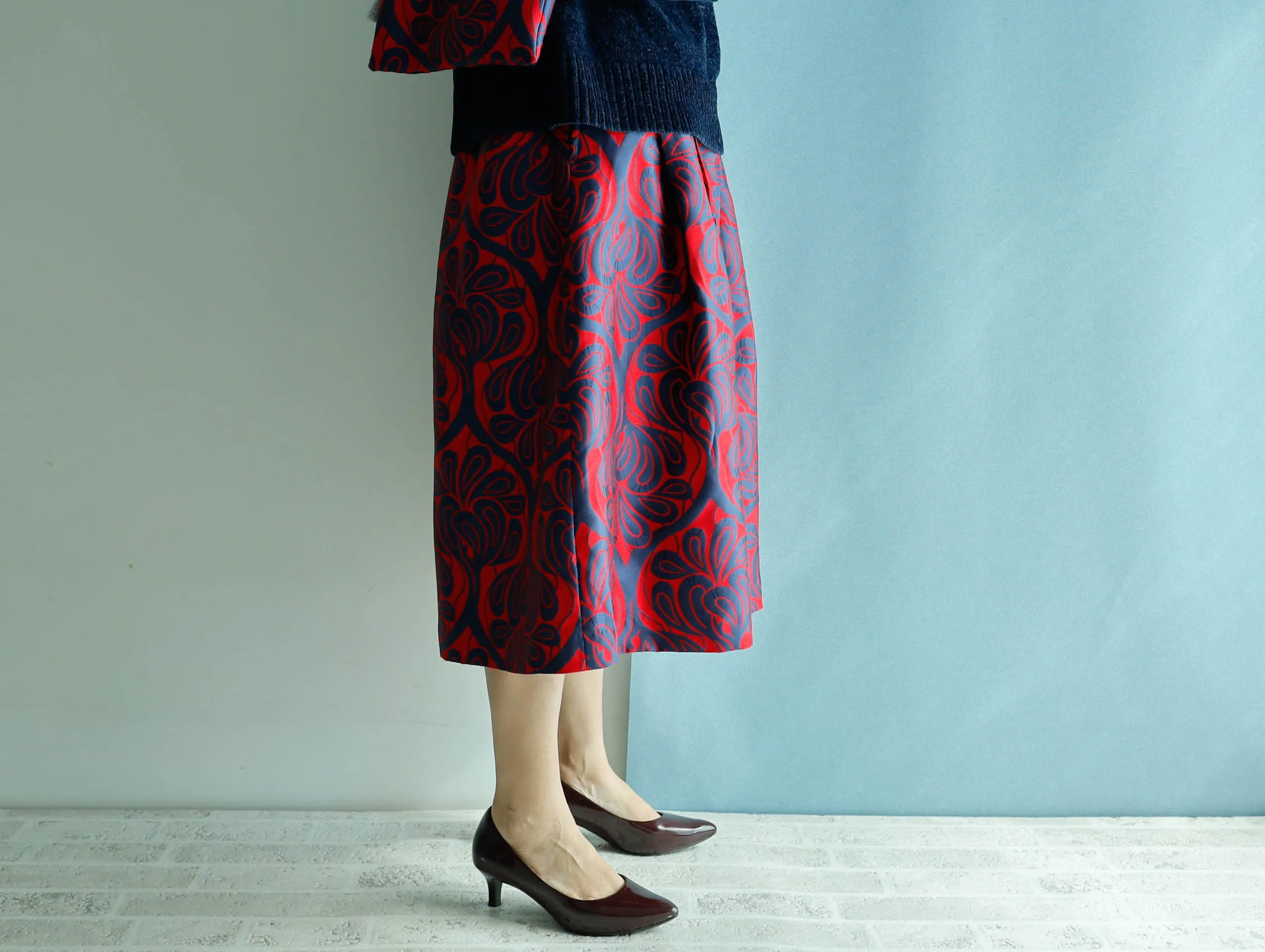 <S17C70>COVENT GARDEN WOVEN RED Skirt  -Length 70cm