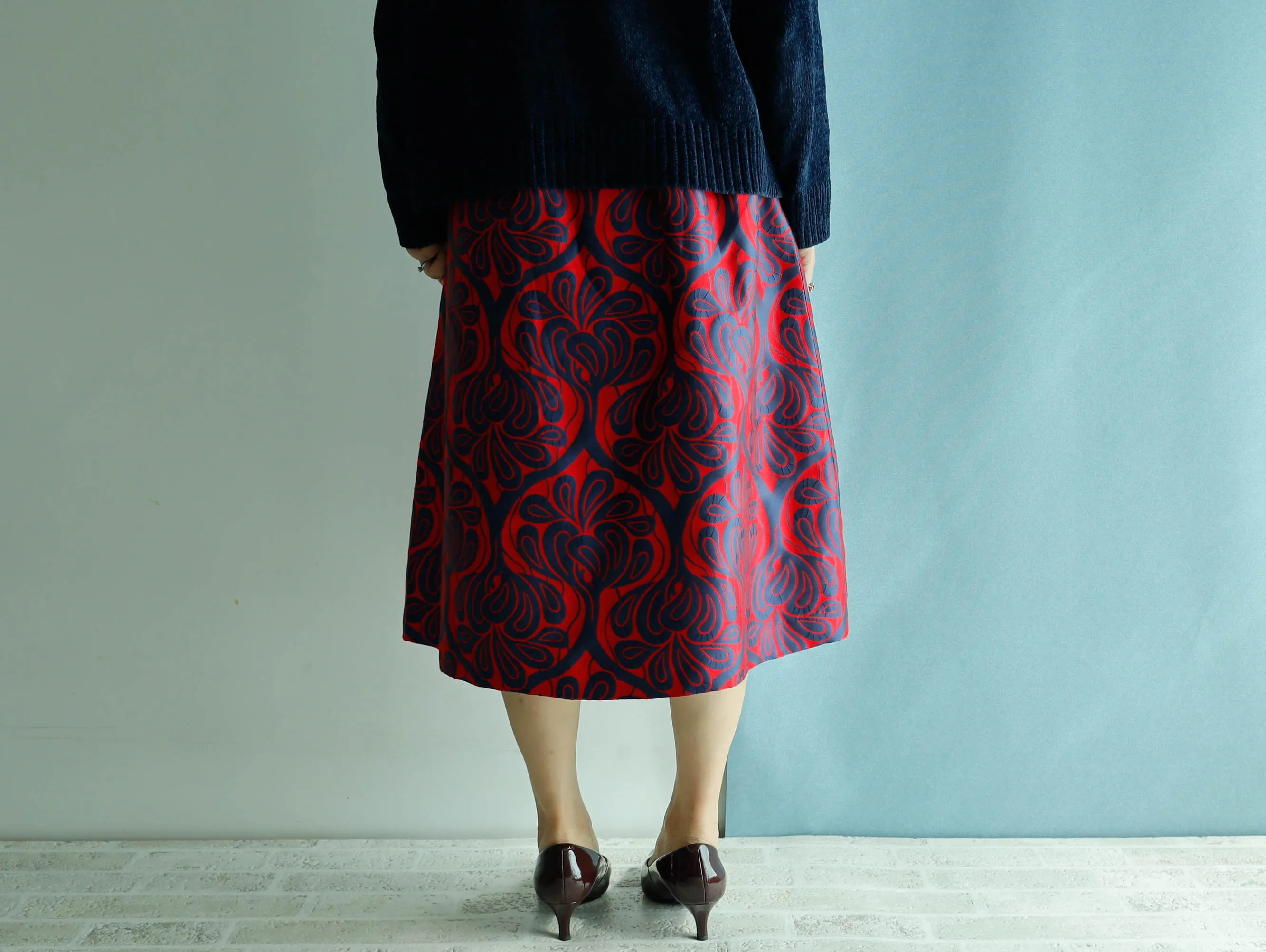 <S17C70>COVENT GARDEN WOVEN RED Skirt  -Length 70cm