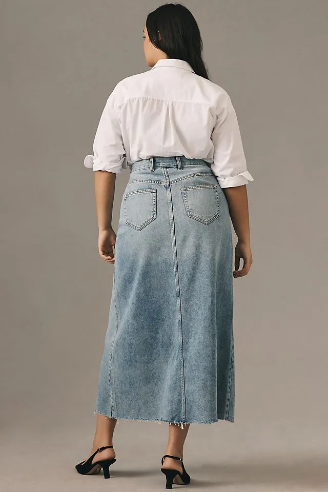 Madi denim skirt with front slit from Pilcro, endless summer wash