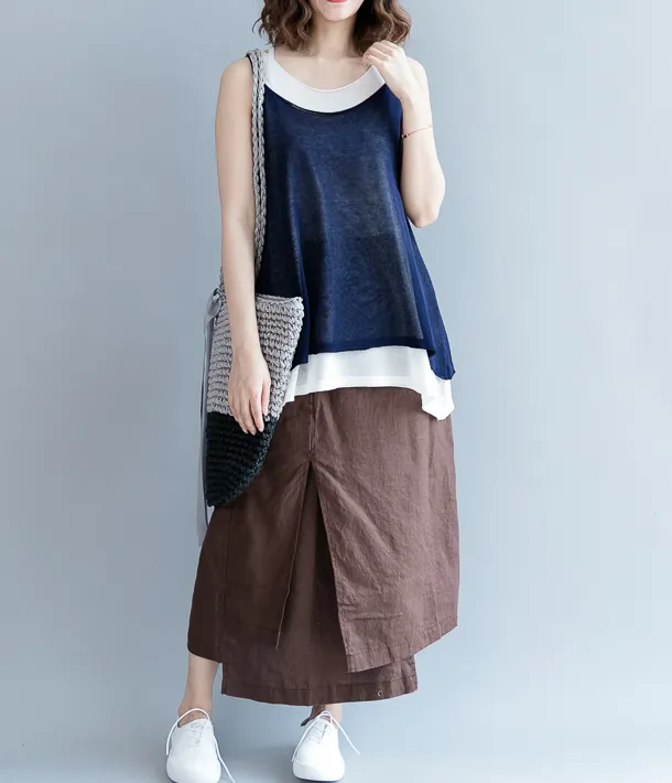 Overlay style Linen Women's Skirts QZ200531