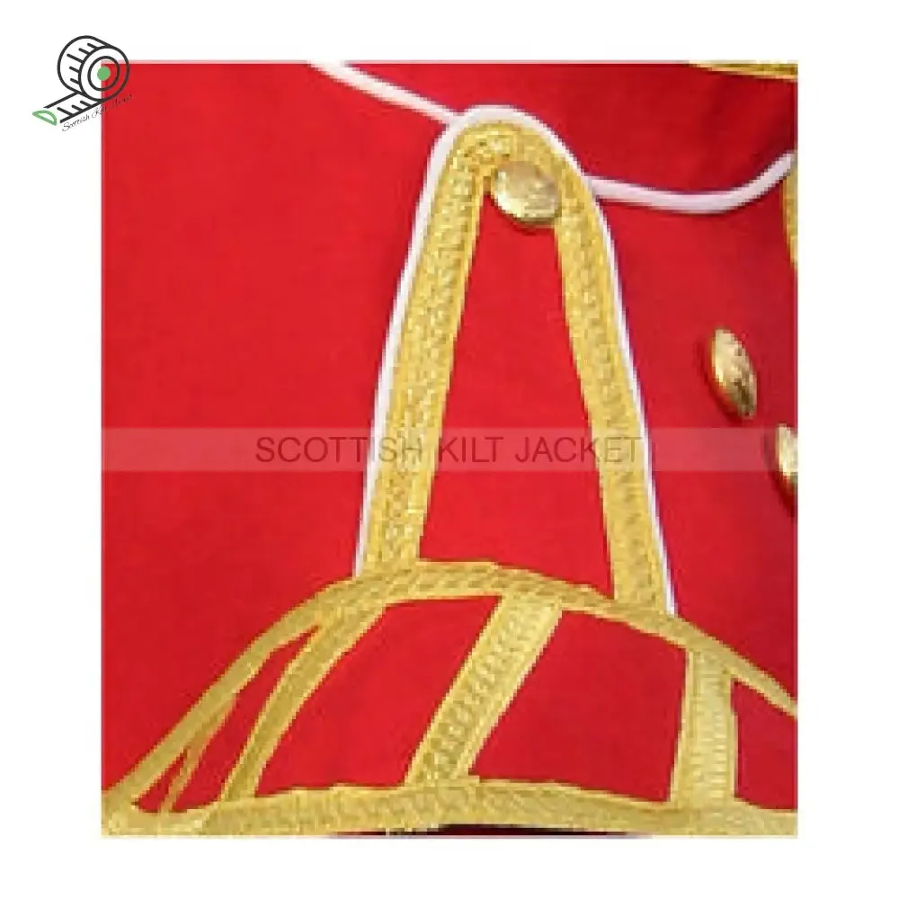 Pipe Band Doublet Jacket with Gold Braid White Piping