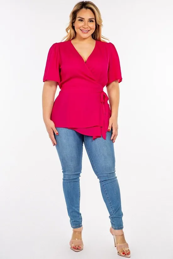 Plus Magenta Wrap Woman’s Blouse