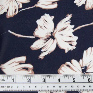 Printed Polyester Chiffon Fabric, White Floral-Width 150cm