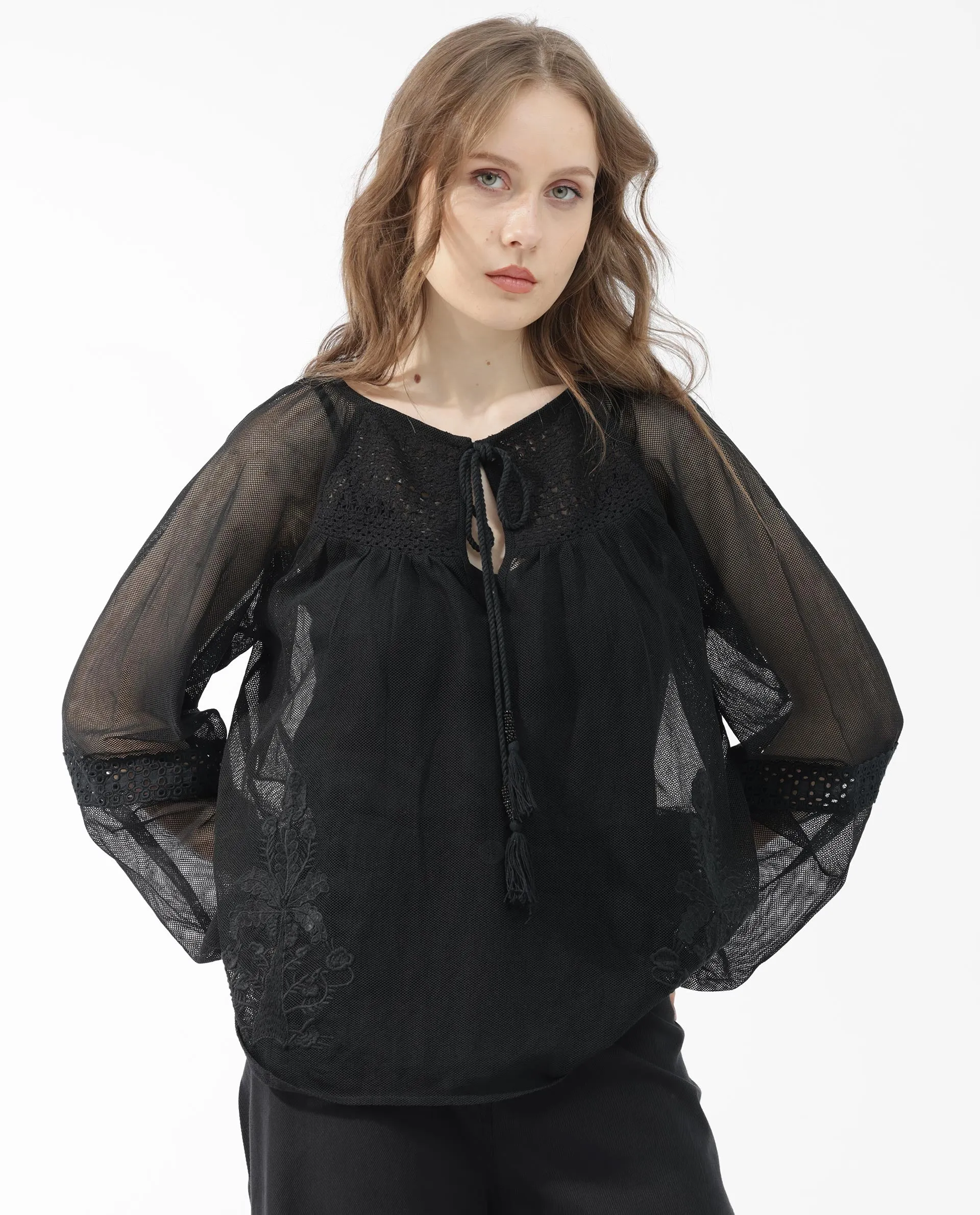 Rareism Womens Ela Black Top Dyed