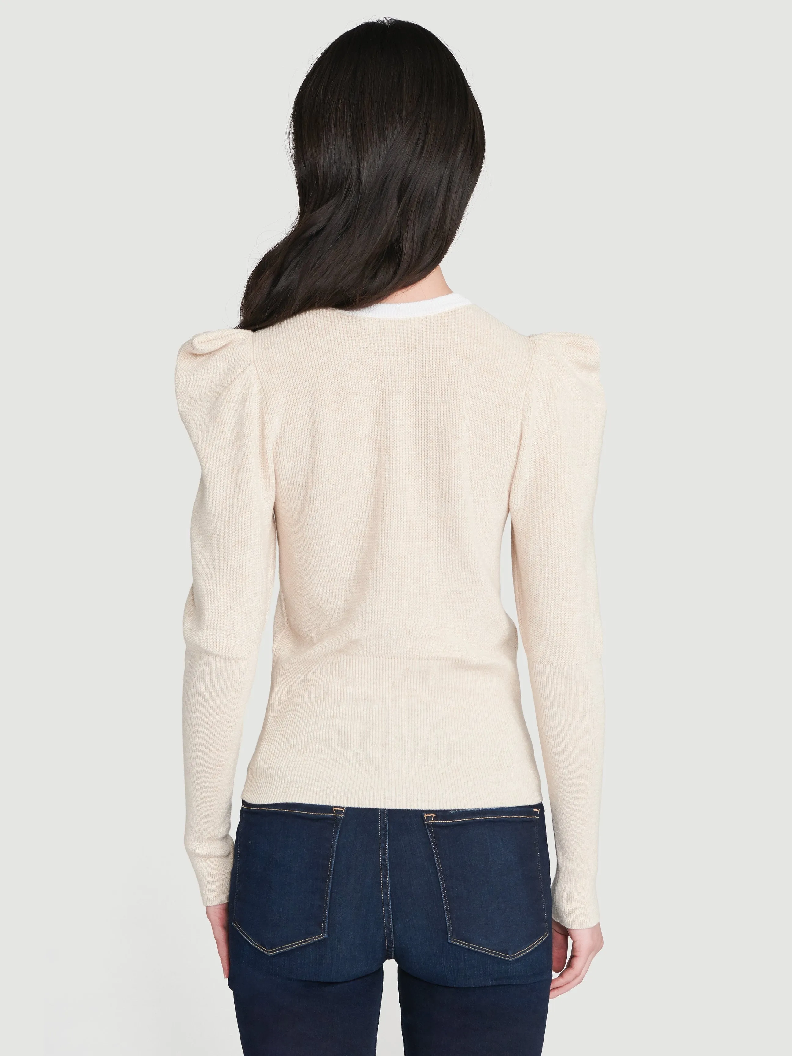 Rib Feminine Sweater -- Oatmeal Heather