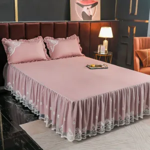 Romantic Lace Bed Skirt Set for Four Seasons