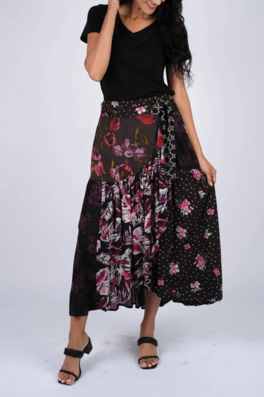 Romantic Night Patchwork Wrap Skirt