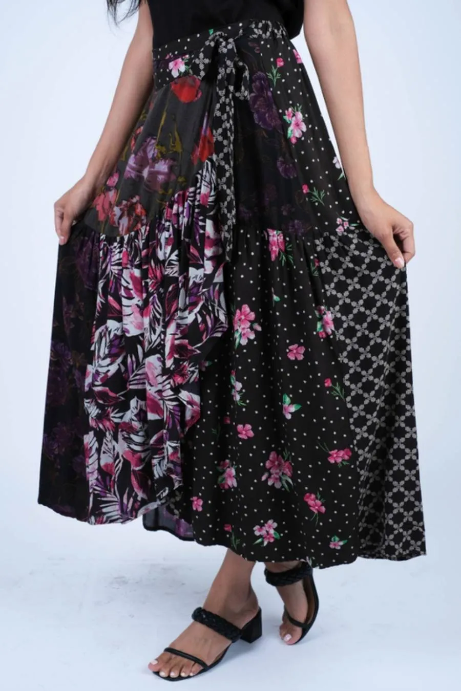 Romantic Night Patchwork Wrap Skirt