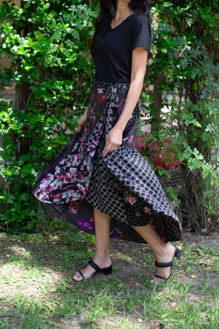 Romantic Night Patchwork Wrap Skirt