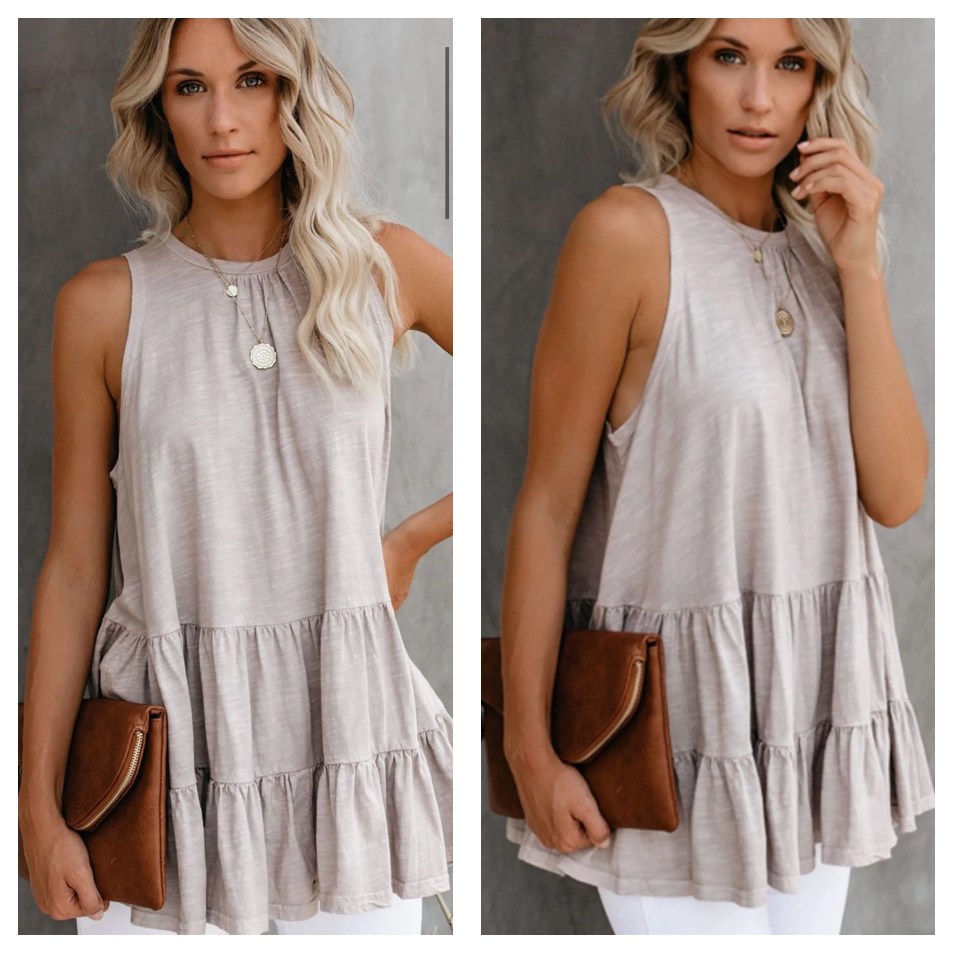 Sandy Beaches Ruffle Layered Sleeveless Top