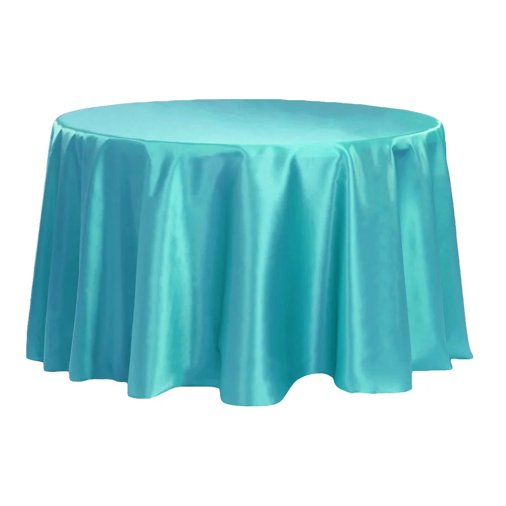 Satin 132" Round Tablecloth - Dark Turquoise