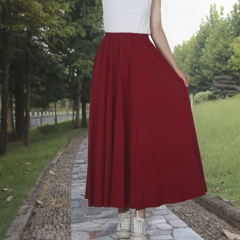 Spring and Summer Casual Solid Color Maxi Skirts for Women