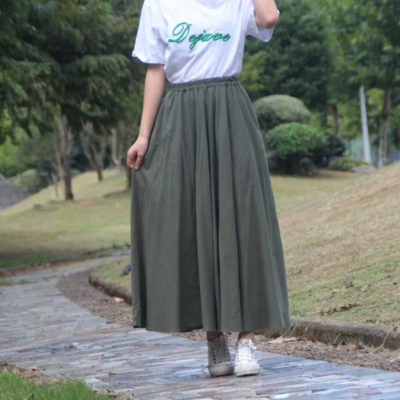 Spring and Summer Casual Solid Color Maxi Skirts for Women