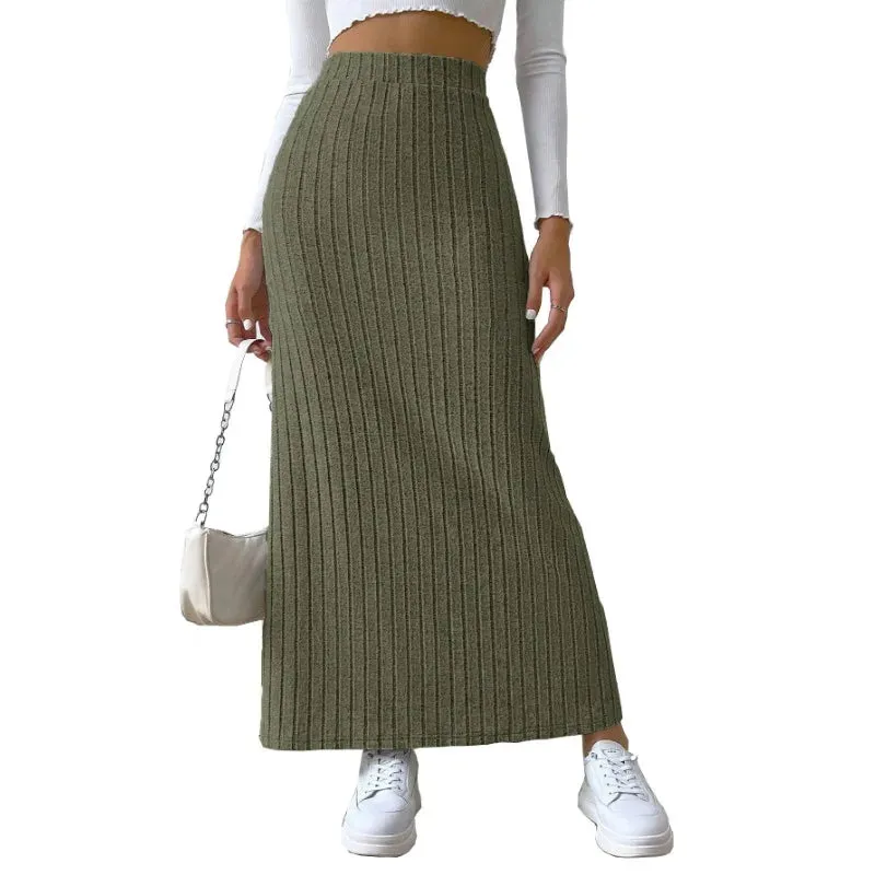 Spring Summer High Waist Side Split Slim Fit Skirt