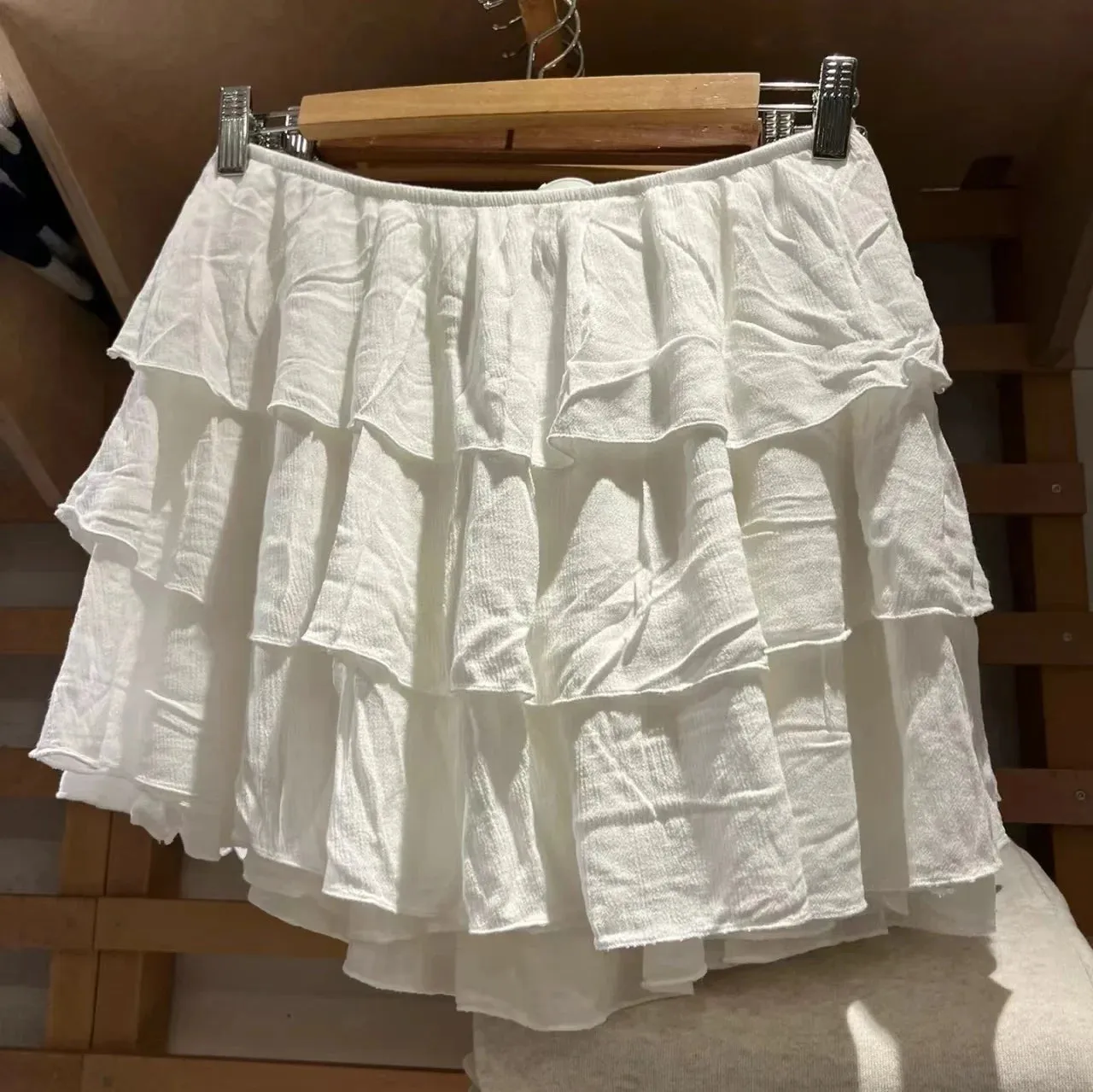 TAVIMART  -  Ballet Style Sweet White Short Skirt French Casual Solid Cake Skirts New Elastic High Waist A-line Fluffy Skirt For Women