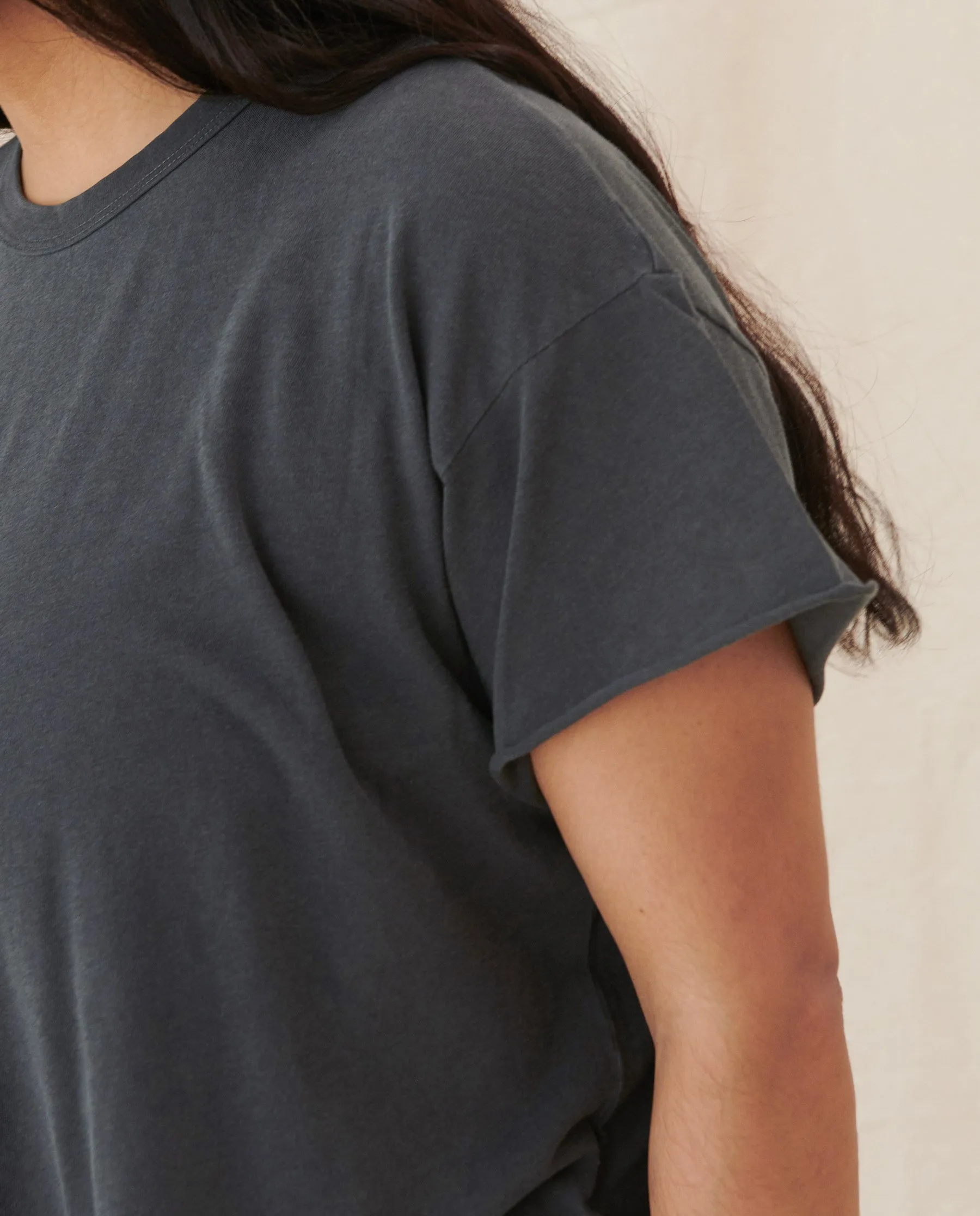 The Crop Tee. Solid -- WASHED BLACK