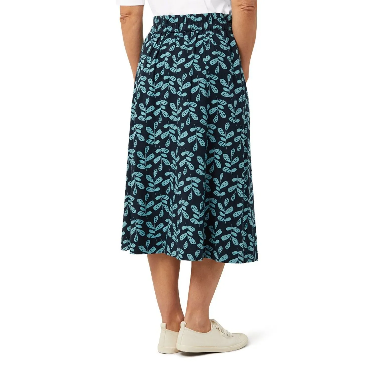 TIGI 18/20 Indigo Eco Leaf Print Button Skirt