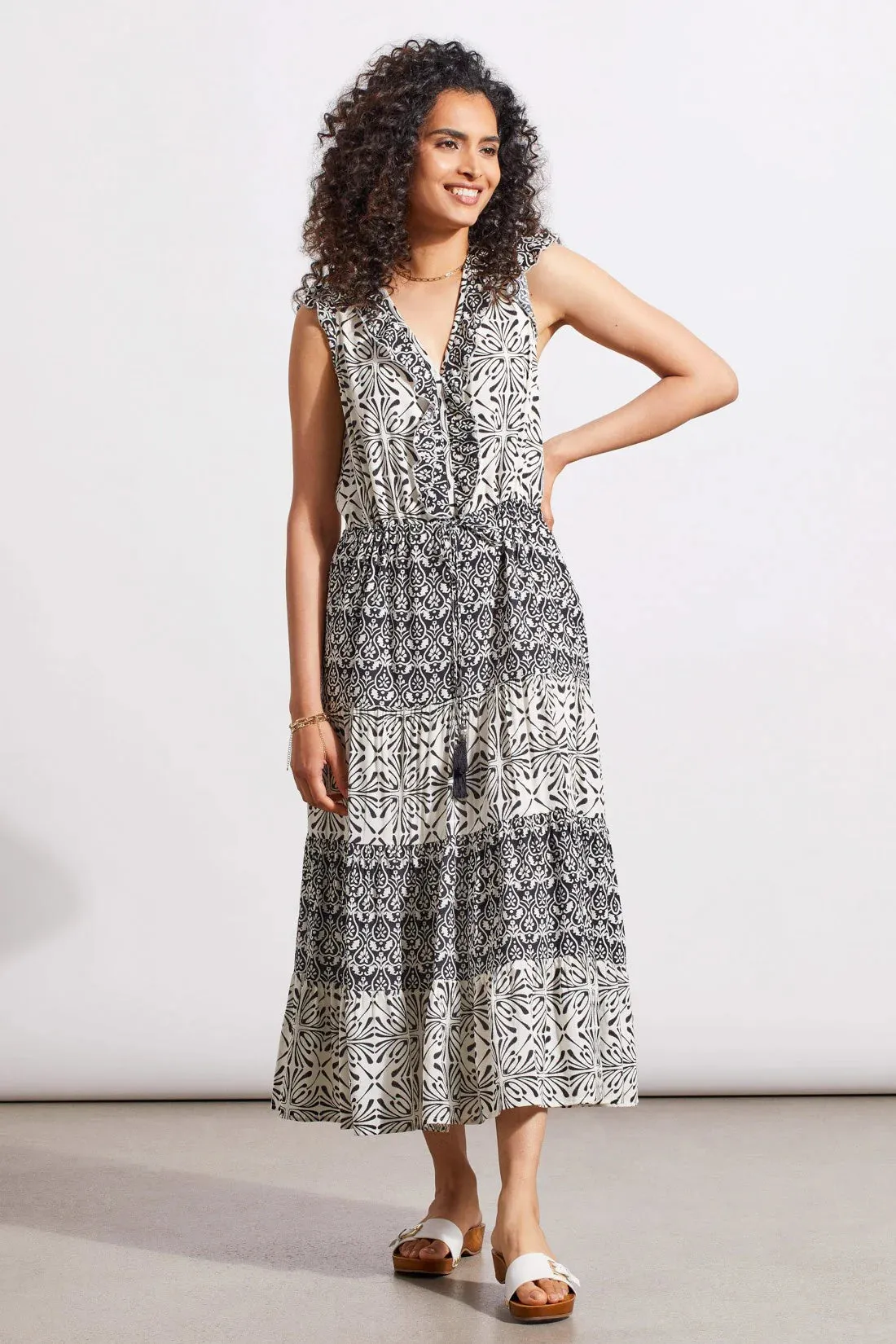 Tribal | V-Neck Dress with Drawcord Waist | Women's