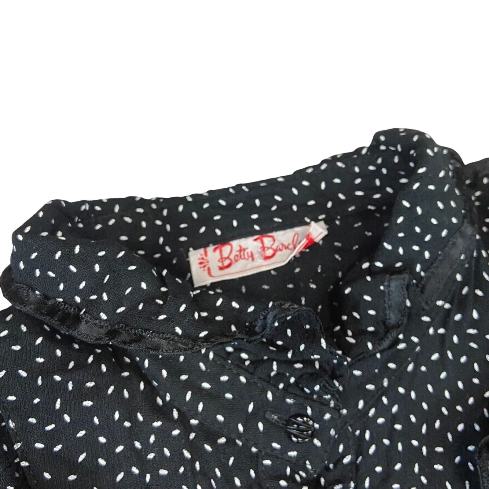 Vintage 80s 90s Black Polka Dot LongSleeve MidLength Betty Barclay Dress M 12/14