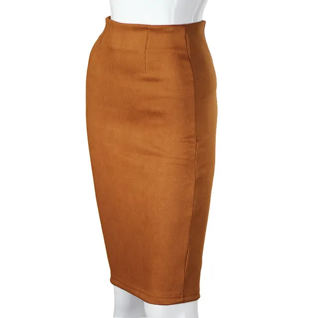 Vintage Suede Split Thick Stretchy Skirts