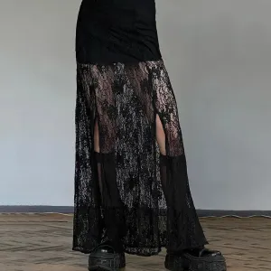 Waist New High Side Casual Lace Slit See Through Summer Skirt