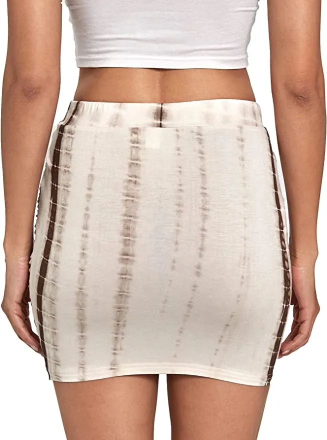 Wholesale Women's Elegant Ruched High Waist Bodycon Wrap Mini Skirt Tie Dye