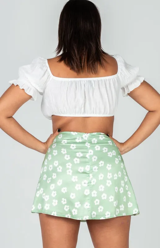 Women's High Waist Satin Print A Fashion Sexy Half-Body Skirt