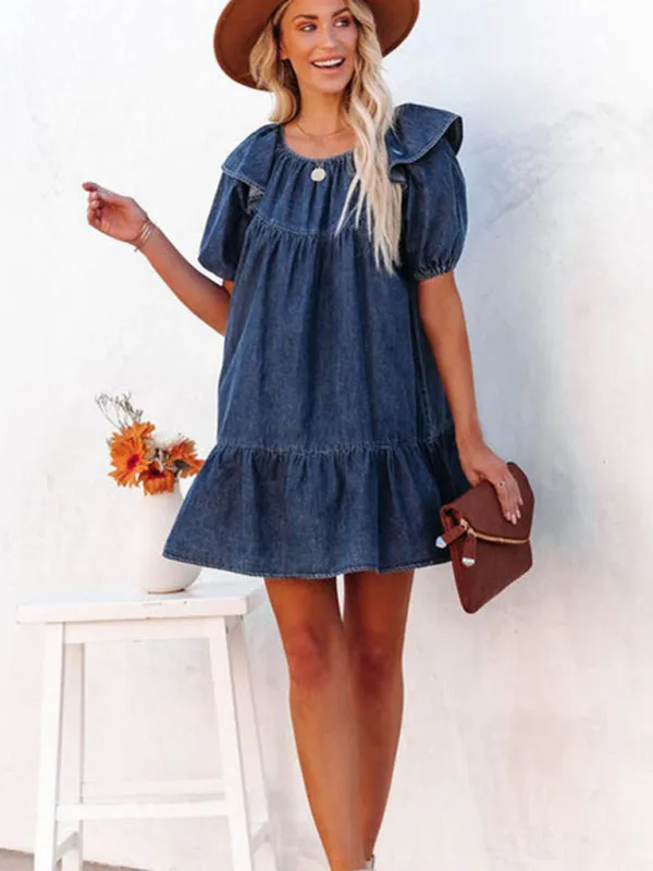 Women's new loose casual ruffle short dress