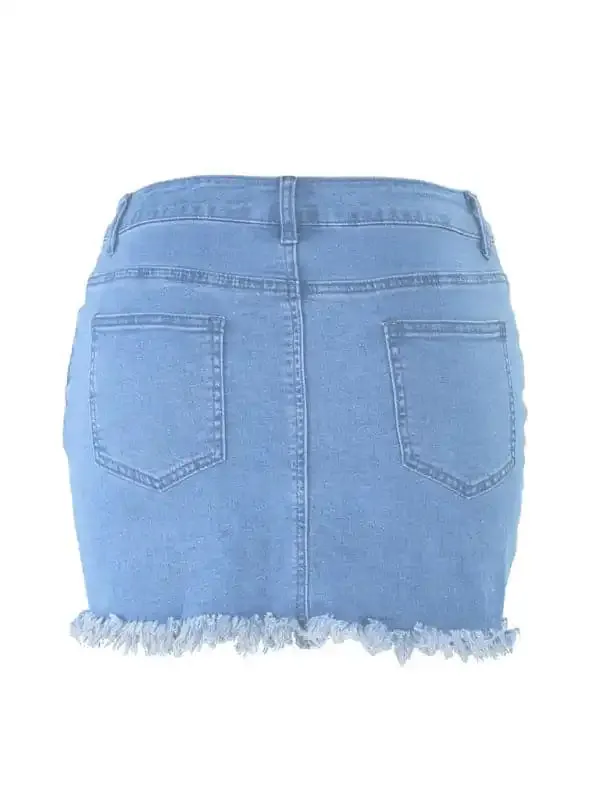 Women’s Retro Fringe Pack Hip Denim Short Skirt