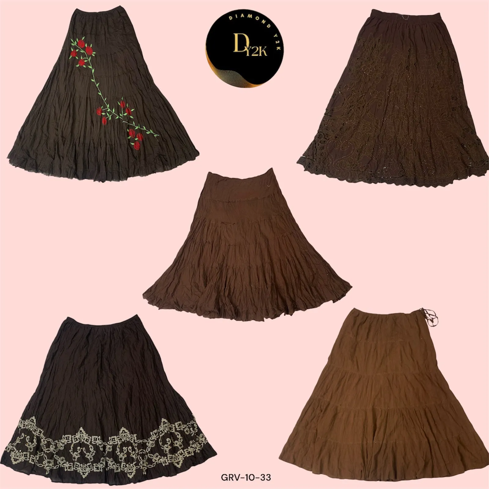 Y2K Earth Tone Favorite: Brown Cotton Skirts (GRV-10-033)